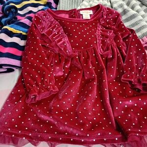 Red Velvet Polka Dot Dress
